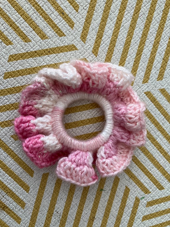 Colourful handmade crochet scrunchie