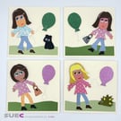 Card Kit - Girl with Balloon - Set of 4 - Parent and Child Activity