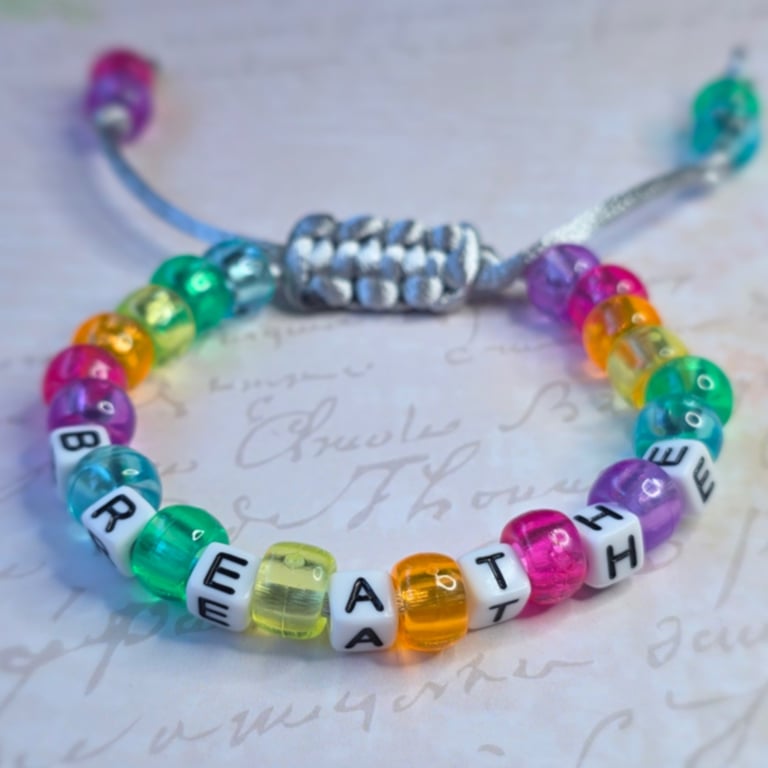 BREATHE Rainbow Beaded Bracelet