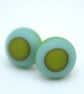 Blue Yellow Matt Glass Stud Earrings - Image 7