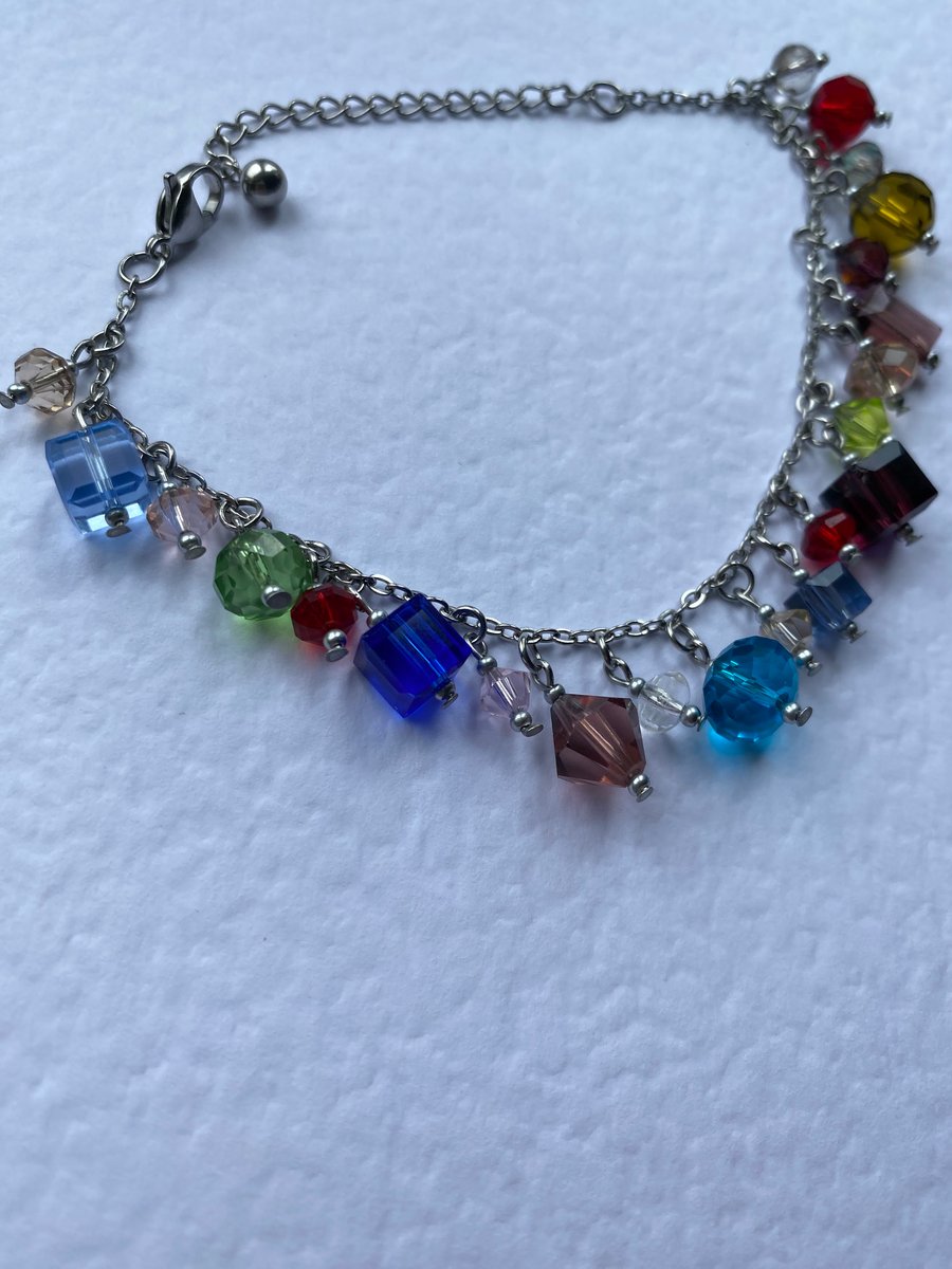 Ramona -Multi colour Glass Anklet 