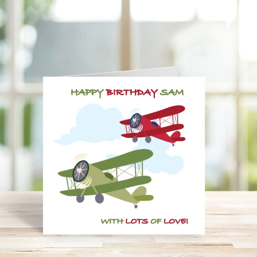 Personalised Aeroplanes Card, Birthday Card, Retirement Card