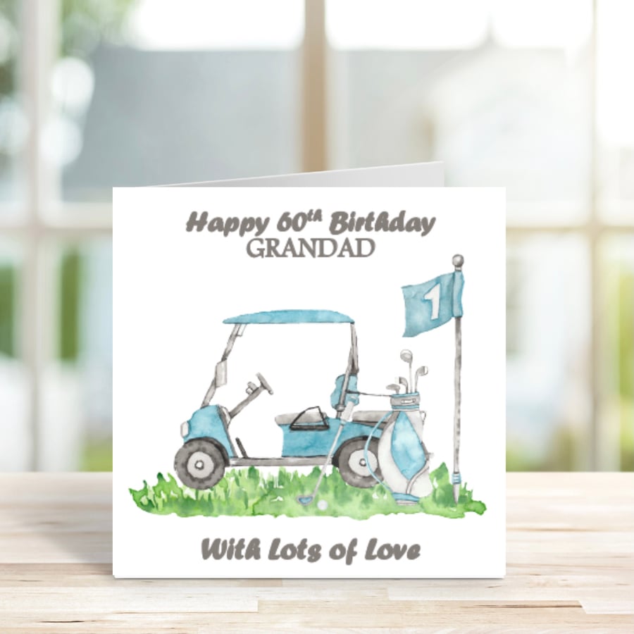 Personalised Golf Buggy Card, Birthday Card, Retirement Card, Father's Day Card