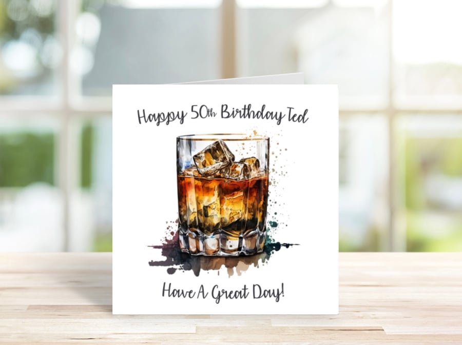 Personalised Whiskey Card, Birthday Card, Retirement Card, Father's Day Card