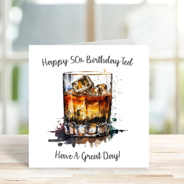 Personalised Whiskey Card, Birthday Card, Retirement Card, Father's Day Card