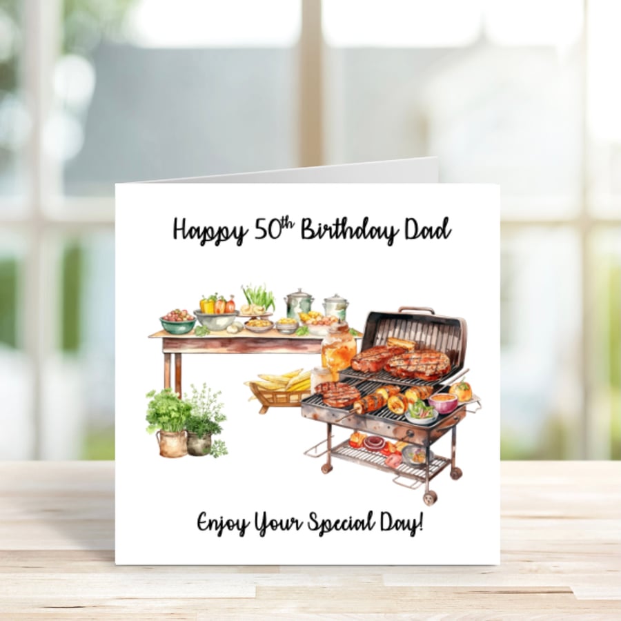Personalised Barbecue Card, Birthday Card, Retirement Card, Father's Day Card