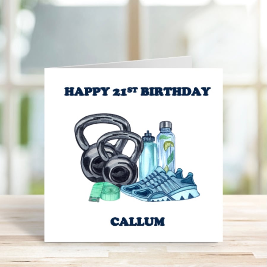 Personalised Fitness Card, Card for fitness fan, Birthday Card for fitness fan, 
