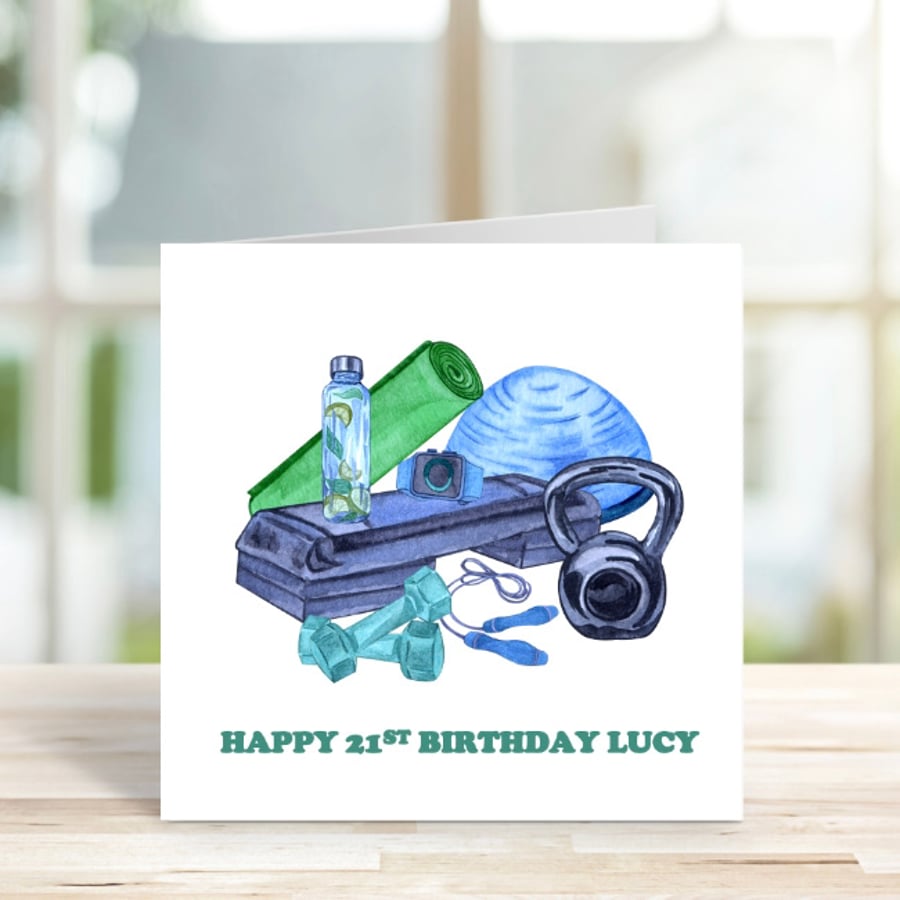 Personalised Fitness Card, Card for fitness fan, Birthday Card for fitness fan