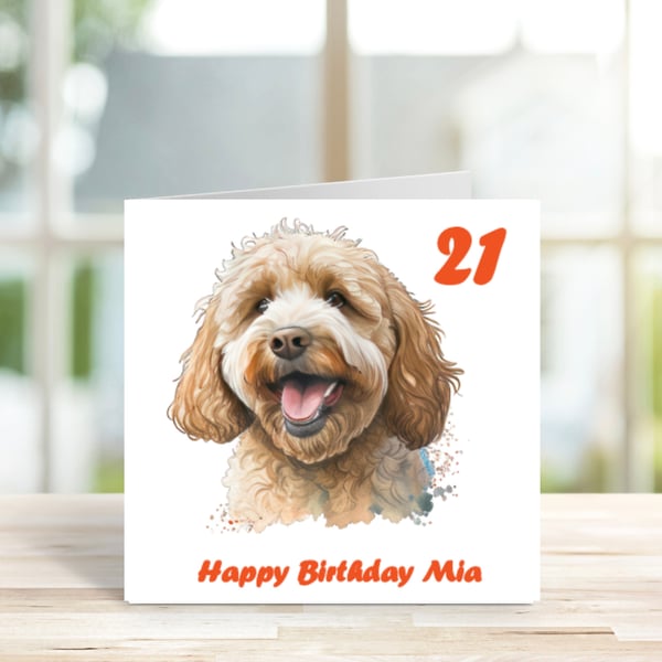 Personalised Birthday Card, Cockapoo,Cavapoo Birthday Card