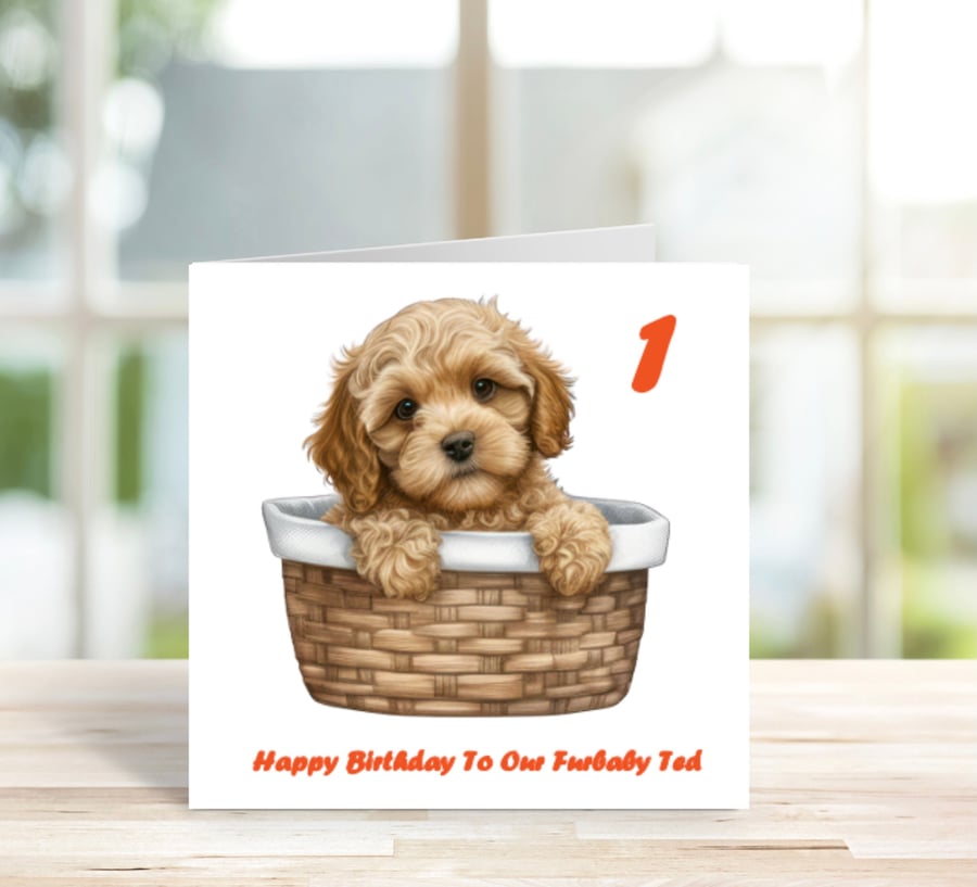Personalised Birthday Card, Cockapoo,Cavapoo Birthday Card, Dog Birthday Card, 