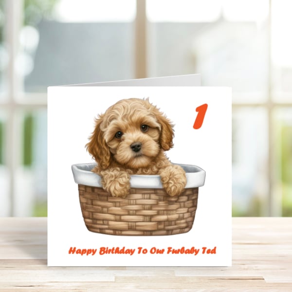 Personalised Birthday Card, Cockapoo,Cavapoo Birthday Card, Dog Birthday Card, 