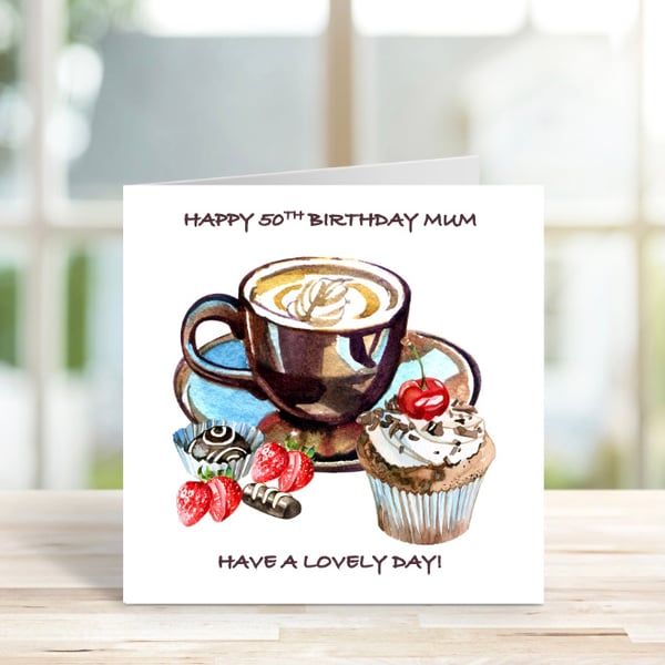 Personalised Coffee & Cupcake Birthday Card