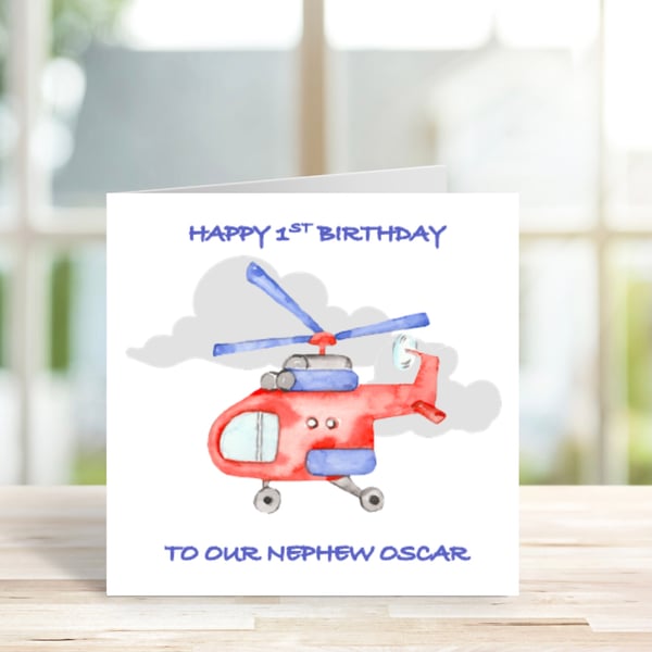 Personalised Helicopter Birthday Card