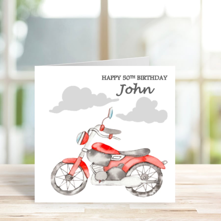 Personalised Motorbike Birthday Card