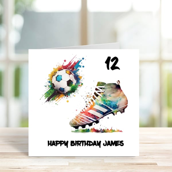 Personalised Football Card, Football boot and ball card