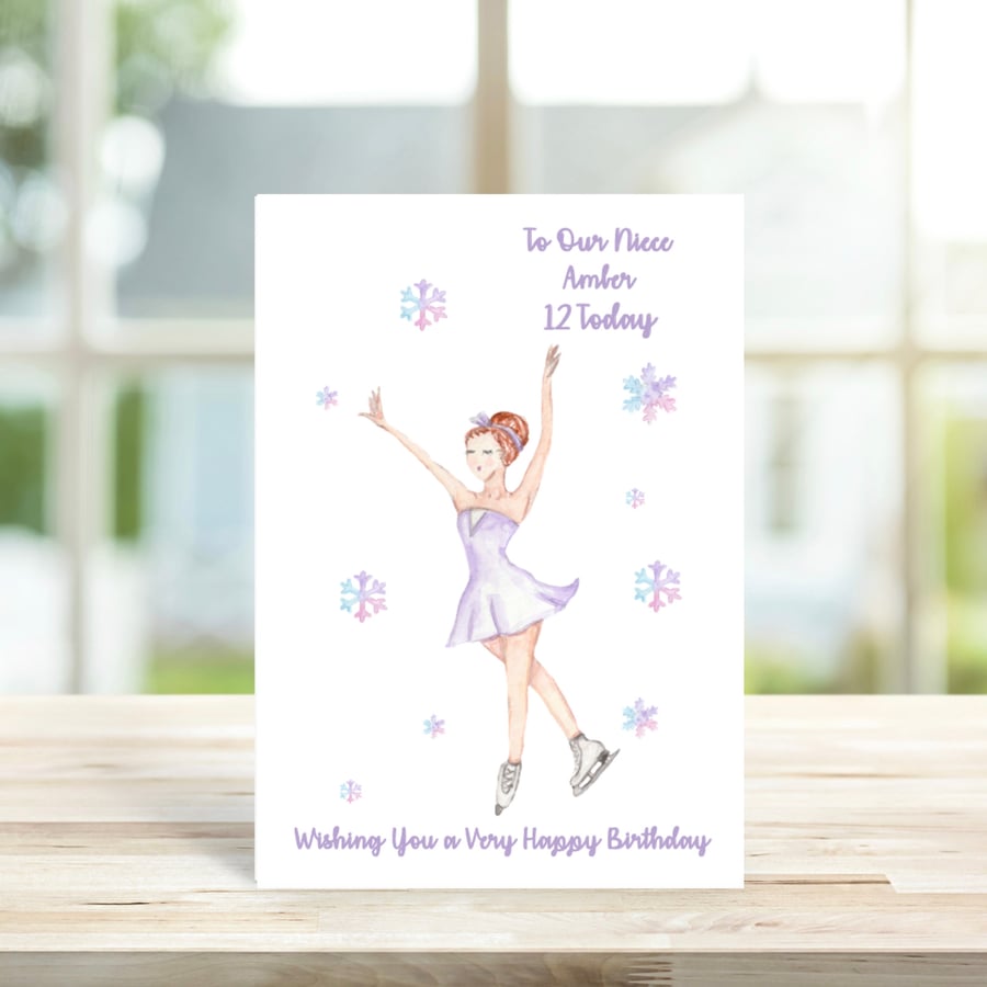 Personalised Ice Skating Birthday Card