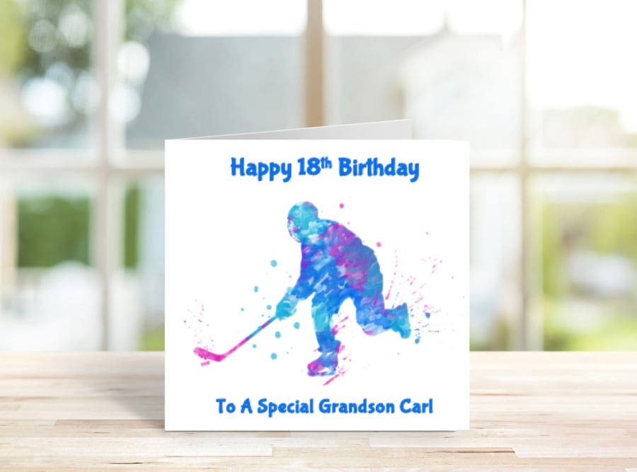 Personalised Ice Hockey Birthday Card