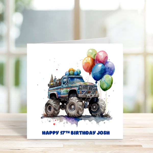 Personalised Monster Truck Birthday Card