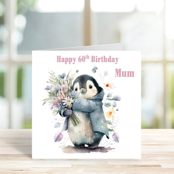 Personalised Penguin Birthday Card