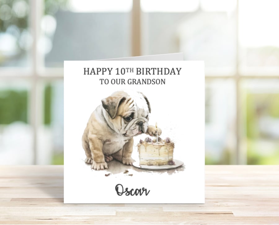Personalised Bulldog Birthday Card, English Bulldog Birthday Card, 