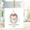 Personalised Hedgehog Card 1st 2nd 3rd Birthday Card for Granddaughter, Daughter