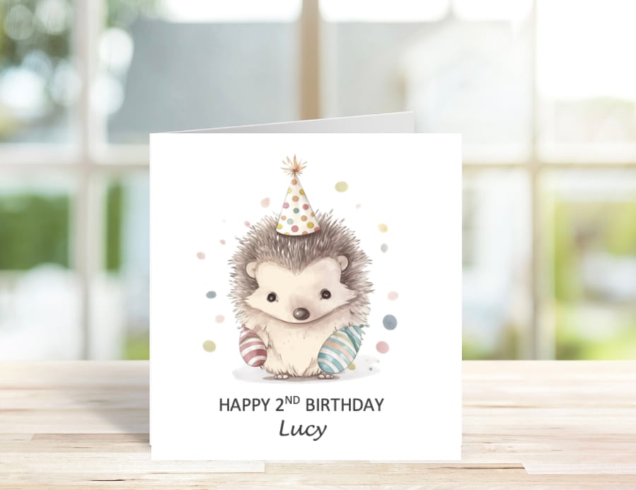 Personalised Hedgehog Card 1st 2nd 3rd Birthday Card for Granddaughter, Daughter