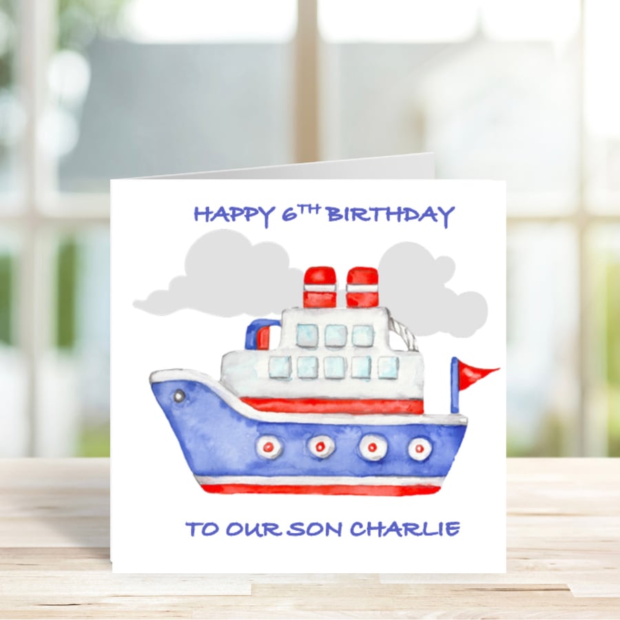 Personalised Boat Birthday Card