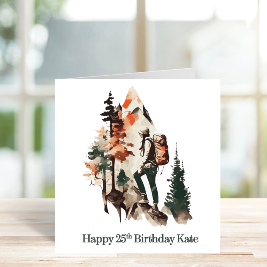 Personalised Hiking Birthday Card