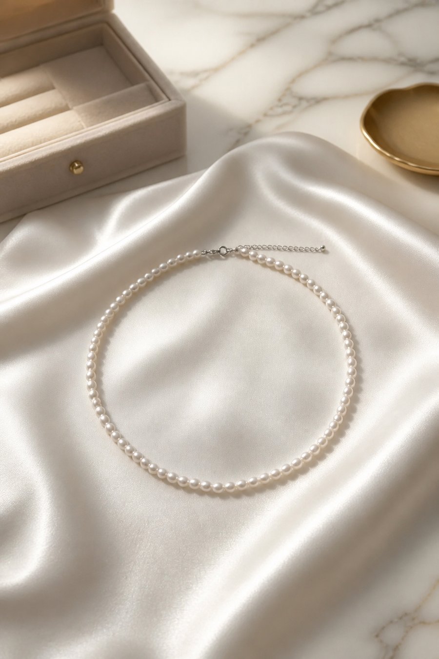 Dainty Oval Freshwater Pearl Necklace in Sterling Silver – A Timeless Gift