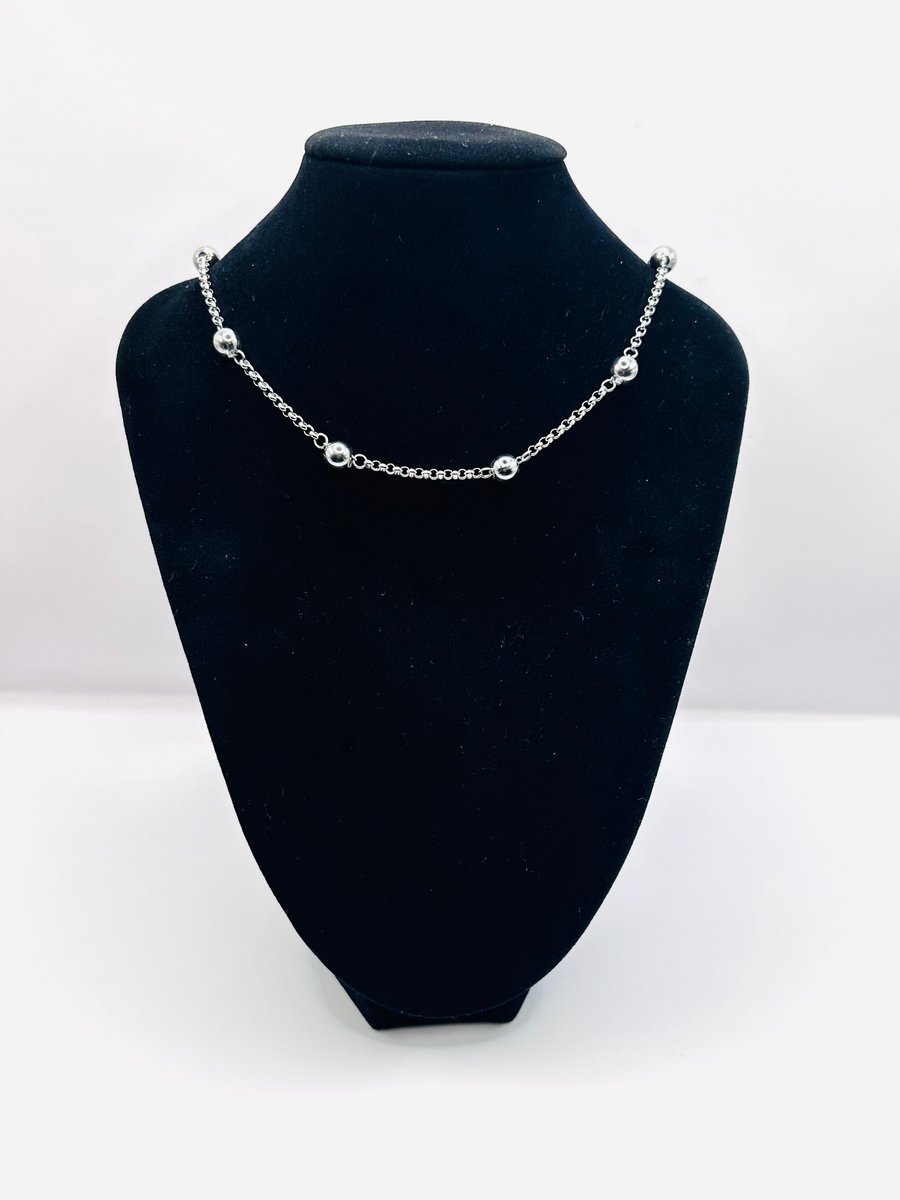Stainless Steel Bead Ball Necklace, Simple Chain Necklace