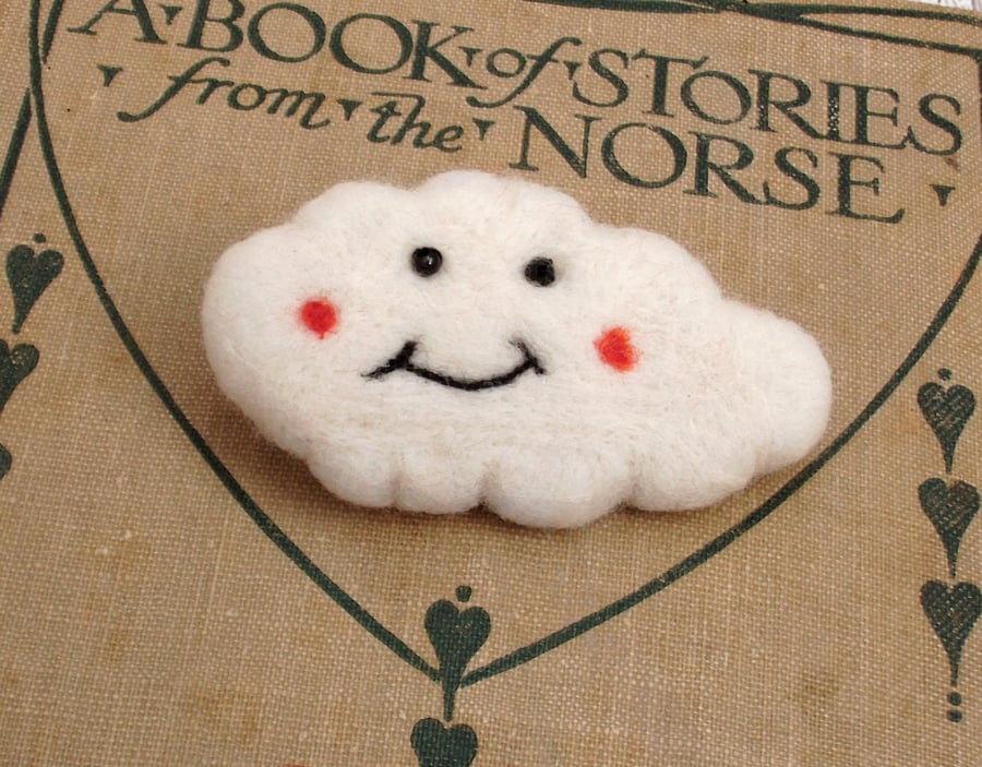 Cloud brooch,Kawaii gift,handmade jewellery,needle felt