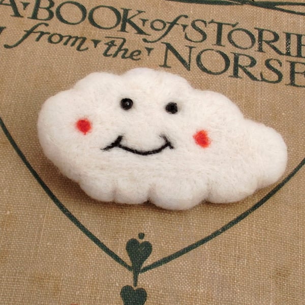 Cloud brooch,Kawaii gift,handmade jewellery,needle felt
