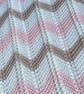 Pink, taupe and white striped baby blanket in 100% cotton  - Image 3