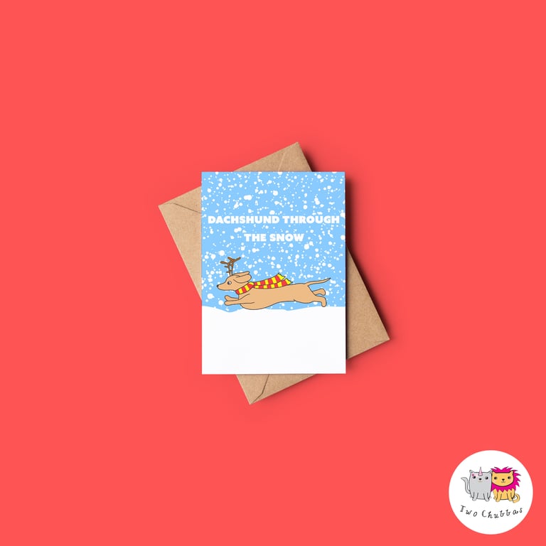 Dachshund Christmas Card, A6 Christmas Card, Cute Animal Christmas Card