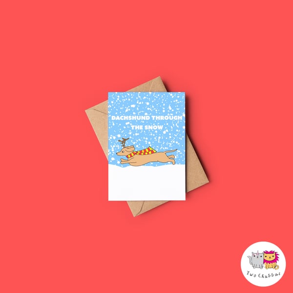 Dachshund Christmas Card, A6 Christmas Card, Cute Animal Christmas Card