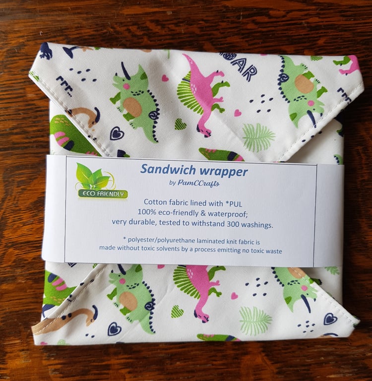  Reusable Plastic Free Sandwich Wrapper: dinos 