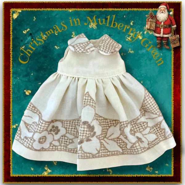 Embroidered Linen Dress  with a Peter Pan Collar