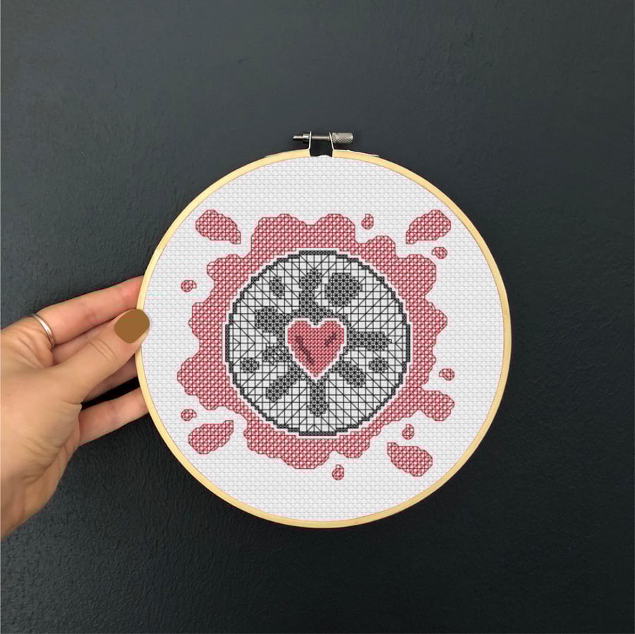 Blackwork Biscuit Embroidery Chart: Jammy Splodge Design (PDF Download, 6 inch)