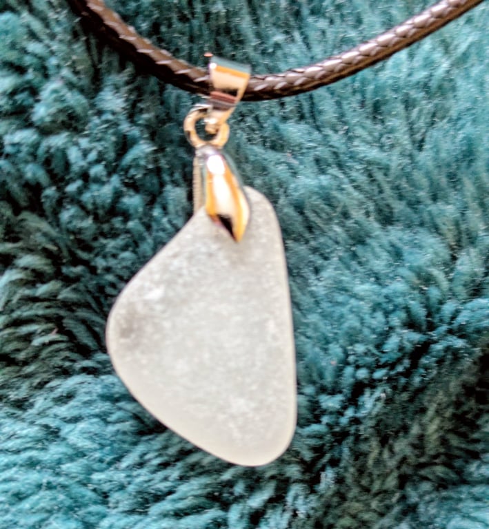 Frosted white seaglass pendant 