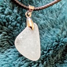 Frosted white seaglass pendant 