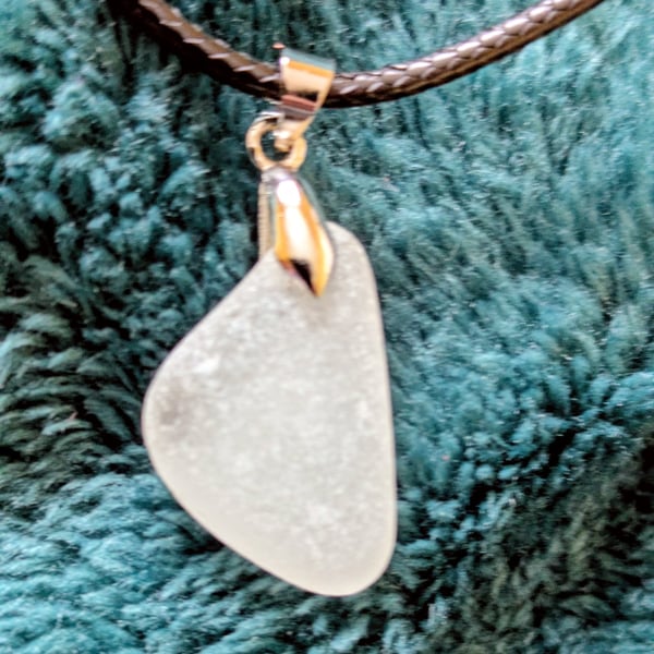 Frosted white seaglass pendant 