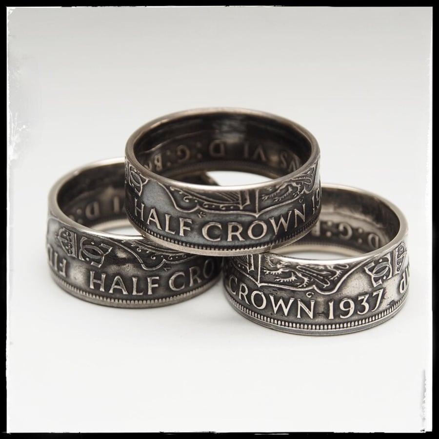 Coin Ring. Half Crown Ring.