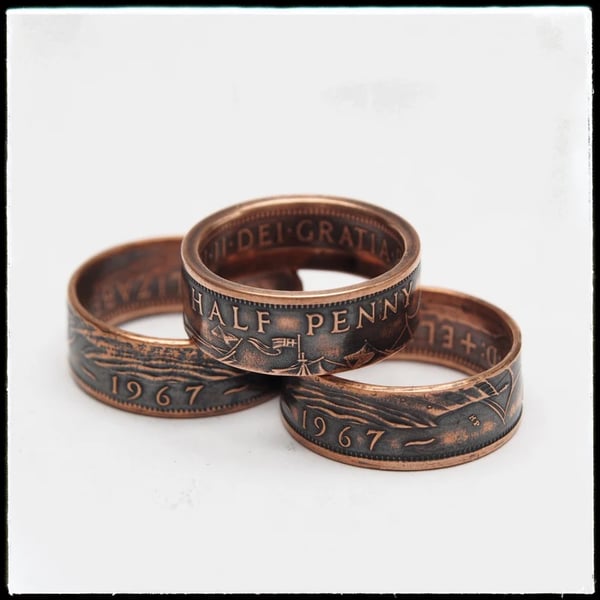 Coin Ring. Half Penny Ring.