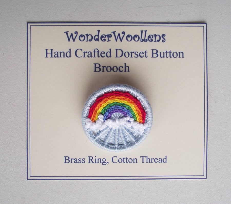 Rainbow Dorset Button Brooch, 3.5cm, Handmade, Brooch Pin