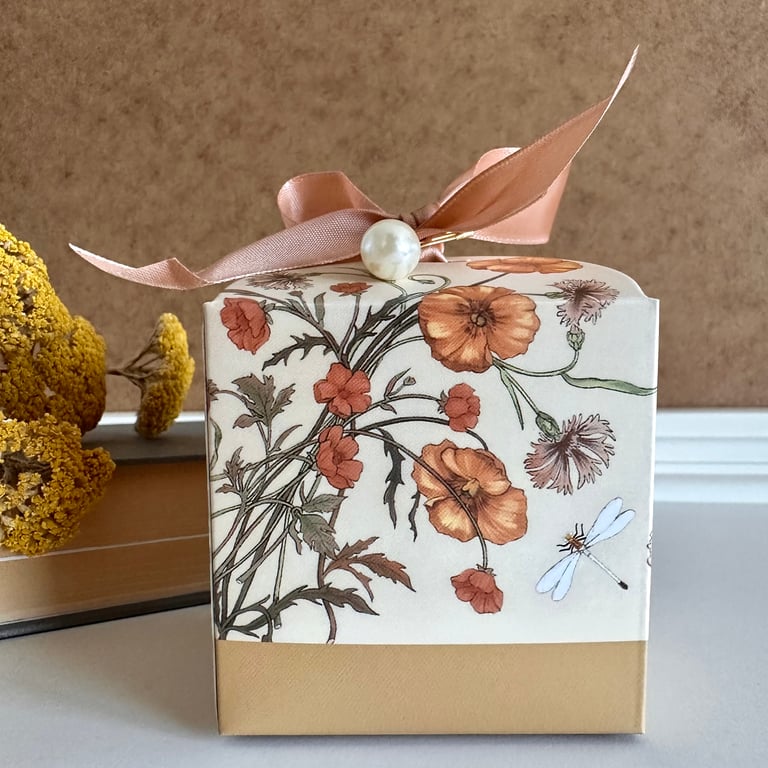 Gold floral wedding favour box birthday party sweet keepsake anniversary gift