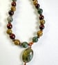 Salt Etched Copper Fern Pendant with Jasper Stones  - Image 3