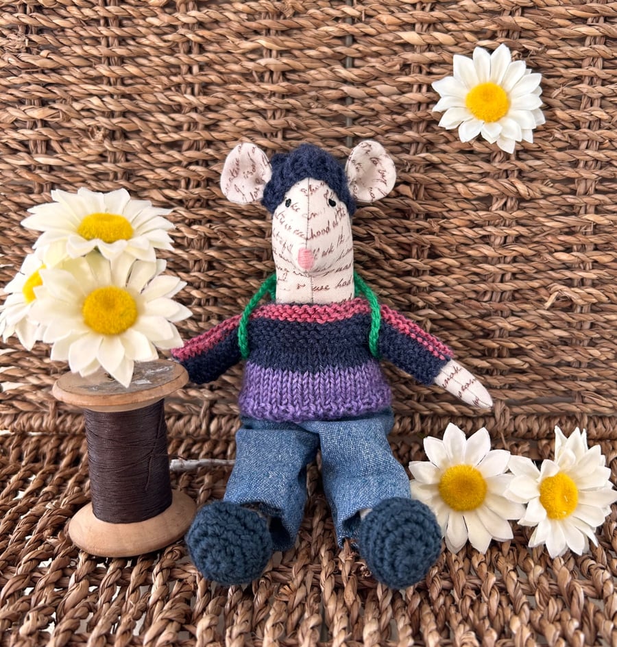 'Gregory' Handmade Little Fabric Mouse 