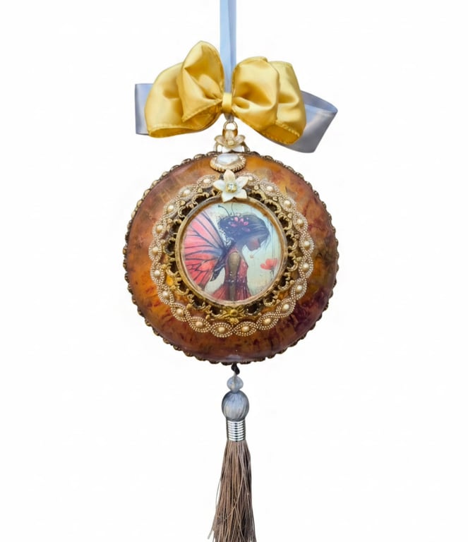 Handcrafted Fairy Bauble Ornament. Enchanted Forest Fantasy Gift