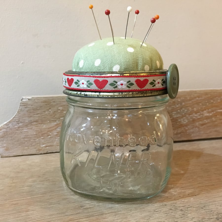 Vintage Kilner Jar Pin cushion