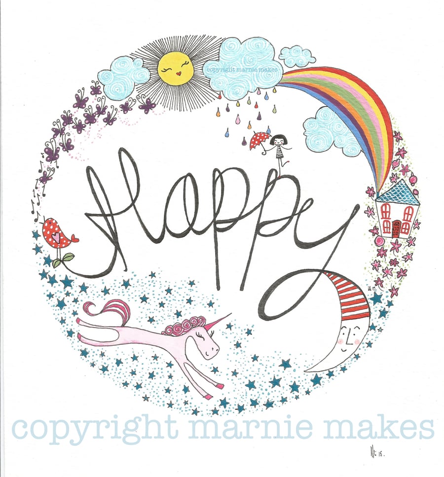 Make Your Own Happy- A5 Giclee Print 